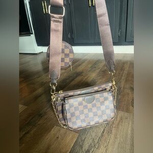 Brown checkered cross body